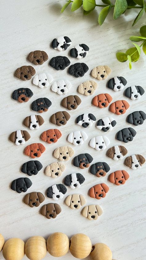 WanderingCalicoClay - Etsy Australia Dog Polymer Clay Earrings, Dog Clay Earrings, Polymer Clay Dog, Pet Earrings, Polymer Clay Kunst, Clay Dog, Polymer Clay Magnet, Plant Earrings, Clay Studs