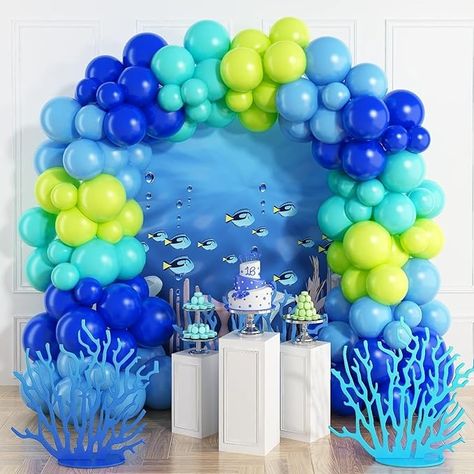 Amazon.com: Blue Green Balloon Arch Kit, Ocean Theme Birthday Balloons 5 10 inch Blue Green Latex Party Balloons Garland Kit for Baby Shower Decorations Ocean Bachelorette Graduation Party Home Decorations : Toys & Games Green Balloon Arch, Rain Baby Showers, Ocean Theme Birthday, Ocean Birthday Party, Ocean Theme Party, Balloon Arch Kit, Garland Backdrops, Green Balloon, Kids Party Themes