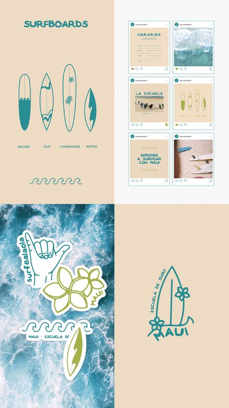 Wave Logos Ideas, Surfboard Graphic Design, Surf Brand Design, Surf Brand Identity, Surf Board Logo, Hawaii Branding, Poke Logo, Surf Design Graphic, Surf Graphic Design