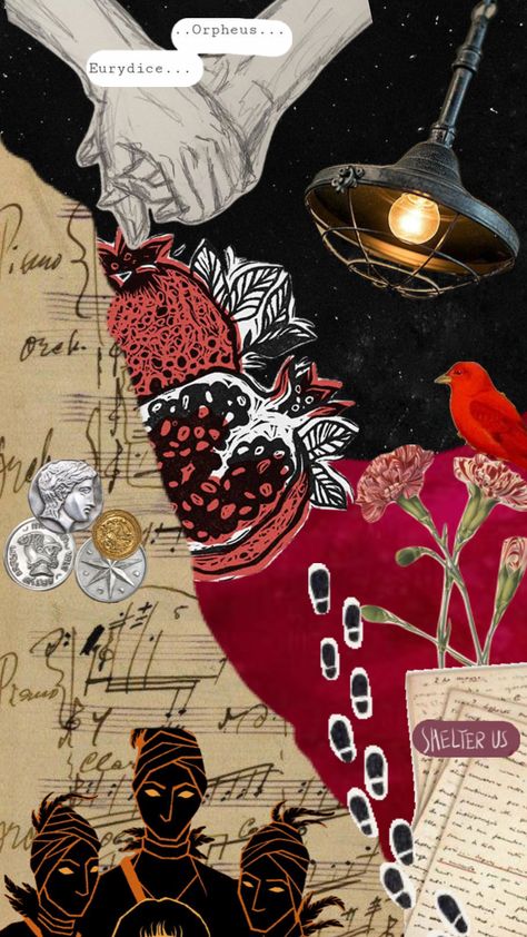 #hadestown Gala Decorations, Music Collage, Theatre Life, Mythology Art, Theatre Kid, Christmas Paintings, Cute Wallpaper Backgrounds, Art Journal Inspiration, Create Collage