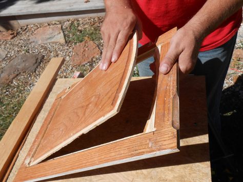 DIY Changing Solid Cabinet Doors to Glass Inserts | Simply Rooms (by design) Diy Cabinet Doors, Wood Cabinet Doors, Kitchen Styles, Stone Farmhouse, Cabinet Glass, Glass Installation, Kitchen Door, Diy Papier, Cabinet Makeover