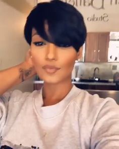 Sassy Short Cuts to Die For LOL Pixie Cut Black Women Round Faces, Pixie Cuts For Oval Faces, Short Bob Straight Hair, 2023 Pixie, Hair Style Natural, Bob Straight Hair, Short Bob Straight, Pixie Cut Short, Black Hair Short Cuts