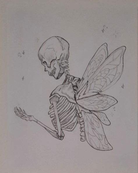 Skeleton Fairy, Wings Sketch, Avatar Tattoo, Gothic Drawings, Skeleton Drawings, Fairy Drawings, Skeleton Tattoos, Fantasy Tattoos, Wings Drawing