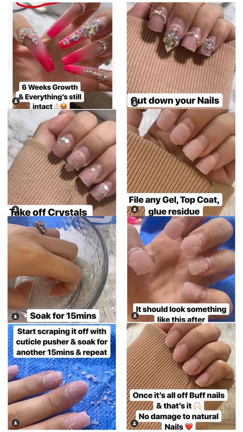 Red French Tip Nail Ideas, Soak Off Acrylic Nails, Tip Nail Ideas, French Tip Nail Ideas, Take Off Acrylic Nails, Red French Tip, Nail Growth Tips, Gel Nail Removal, Remove Acrylic Nails