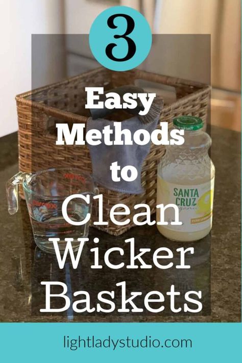 wicker-basket-with-cleaning-supplies How To Clean A Wicker Basket, How To Clean Baskets, How To Clean Longaberger Baskets, How To Clean Wicker Baskets, How To Clean Wicker Furniture, Cane Baskets Decoration Ideas, Wicker Basket Decor Ideas, Wicker Basket Makeover, How To Decorate With Baskets