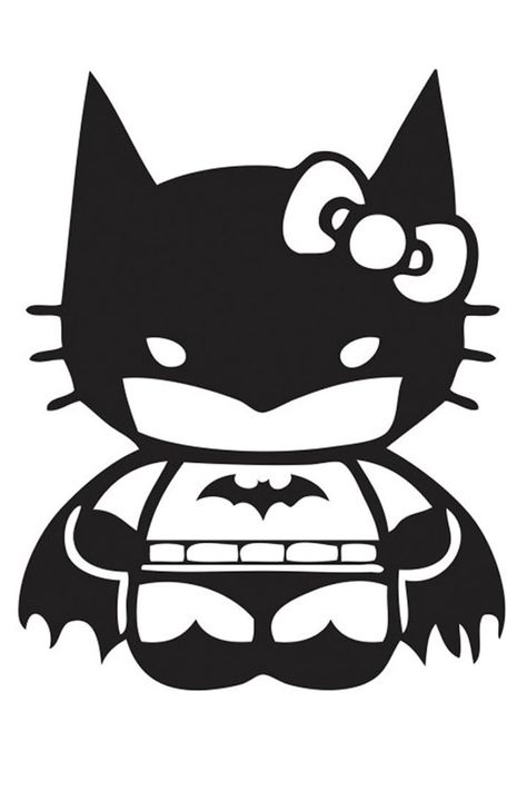 Free Hello Kitty Pumpkin Templates Hello Kitty Batman, Batman Decals, Silhouette Disney, Hello Kitty Pumpkin, Images Hello Kitty, Pumpkin Template, Charmmy Kitty, Pumpkin Carving Templates, Batman Funny