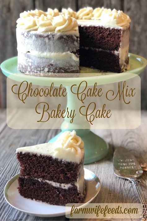 Chocolate Box Cake Mix Recipes, Bakery Chocolate Cake, Doctored Cake Mix Recipes, Chocolate Box Cake, Chocolate Cake Mix Recipes, Cake Mix Doctor, Buttercream Icing Recipe, Boxed Cake Mixes Recipes, Birthday Superhero