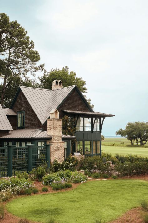 Herringbone Brick Floor, Home Garden Ideas, Outdoor Chandeliers, Brick Flooring, Mountain House, Ship Lap Walls, Low Country, Garden Cottage, Back Patio