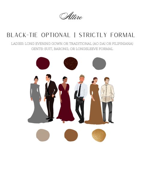 Wedding Invite Outfit, Attire Guide Wedding Invitation, Wedding Attire Guide, Wedding Dress Code Guide, Black Tie Wedding Attire, Semi Formal Wedding Attire, Attire Guide, Black Tie Optional Wedding, Dress Code Guide