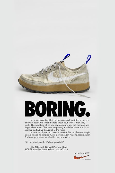 Sneakers Poster Design, General Purpose Shoe, Sneakers Poster, Old Nikes, Copywriting Ads, Poster Design Ideas, Nike Poster, Tom Sachs, Shoe Advertising