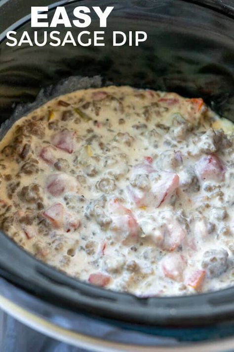 Sausage Queso Dip Cream Cheeses, Creamy Rotel Dip, Queso With Sausage Crockpot, Sausage Velveeta Cheese Dip, Cream Cheese Queso Dip, Queso With Cream Cheese, Queso Sausage Dip, Rotel Cheese, Sausage Dip