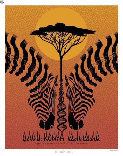 Emek - Badu Omg Posters, Zebra Art, Erykah Badu, Jules Verne, Rock Posters, Gig Posters, Band Posters, Concert Posters, New Release