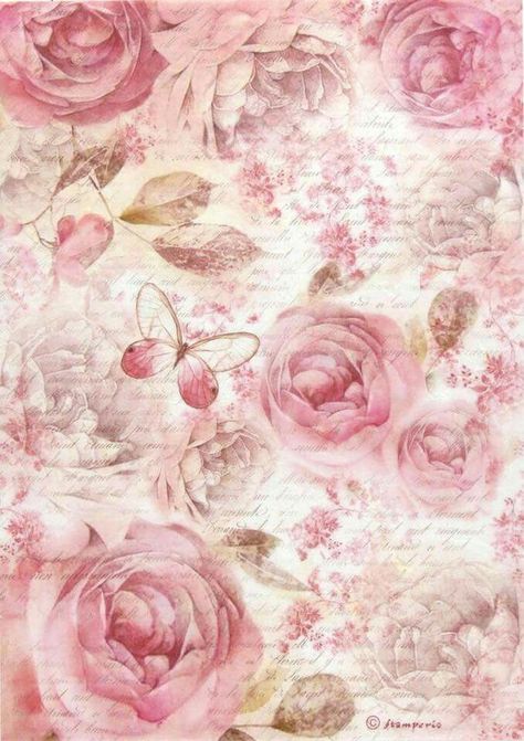 Rice Paper For Decoupage Scrapbook Craft Sheet - Pink Roses Rice Paper For Decoupage, Decoupage Printables, Rasy Koni, Rice Paper Decoupage, Decoupage Tissue Paper, Free Vintage Printables, Decoupage Vintage, Printable Scrapbook Paper, Scrapbook Printables