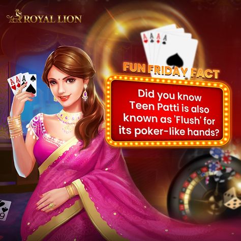 Fun Friday Fact: Did you know Teen Patti is also known as 'Flush' for its poker-like hands? 💰 Unlock bonuses galore! Join Royallion for the ultimate Teen Patti experience! ➡️ Link in bio. 🌐 #TeenPatti #Flush #Flash #CardGames #Poker #IndianGames #FunFriday #FridayFacts #CulturalGames #Trivia Friday Facts, Teen Patti, Fun Friday, Good Friday, Trivia, Poker, Card Games, Did You Know, Link In Bio