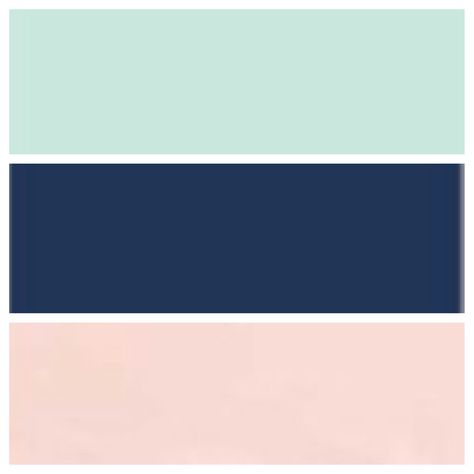 Nursery palate peach mint navy Navy Nursery, Bathroom Themes, Mint And Navy, Theme Color, Blue Beach, Big Girl Rooms, Bathroom Colors, Trendy Baby