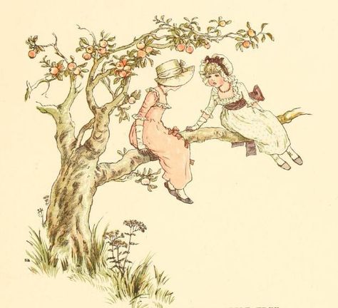 Kate Greenaway 1910 from The Marigold Garden - In an Appletree Marigold Garden, Storybook Illustration, Vintage Storybook, Illustration Reference, Kate Greenaway, Mary Engelbreit, Tree Canvas, Illustration Vintage, Japanese Prints