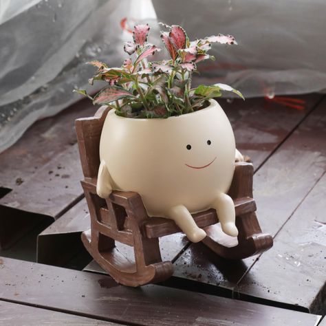 PRICES MAY VARY. Unique Rocking Chair Head Planter: They can be used both indoors and outdoors without cracking or fading due to sun or rain. This hanging face pot can hanging in your home, can hanging in your garcen, make your home or garden full of life. Nice Gift Ideas: This swing face planter flower pot was the gift ideal for kid, children can dress up this face planter pots and put them in the room, look like have a little friend. It was also the nice teacher gifts teacher appreciation gift Out Doors Gifts, Best Christmas Gifts Friends, Clay Pot Yard Art, Ceramics Pots & Planters, Plant Hanging Chair, Christmas Teaxher Gifts, Gift On Amazon, Hobby Shop Hobby Lobby, Plant Mugs Planters