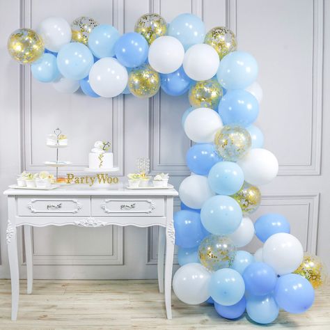 PartyWoo Blue and White Balloons, 70 pcs 12 in Pale Blue Balloons, Baby Blue Balloons, White and Gold Confetti Balloons, Gold and Light Blue Balloons for Blue Baby Shower Balloons, Blue Birthday Party -- Read more reviews of the product by visiting the link on the image. (This is an affiliate link) Blue And White Balloons, Arch Entrance, Teal Balloons, Baby Boy Balloons, Blue Birthday Parties, Bridal Shower Balloons, Boy Birthday Decorations, Its A Boy Balloons, Boy Baby Shower Ideas