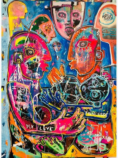 "Neo-expressionism, brut art, spontaneous art, black and colors, free figuration" Art Print by dugardeyn | Redbubble Neo Expressionism Portrait, Individuality Art, Neoexpressionism Art, Absurd Art, Neo Expressionism Art, Expressionism Art, Art Of Beat, Dadaism Art, Multi Cultural Art