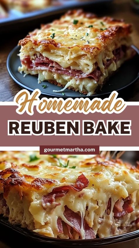 Reuben Pizza Recipe, Reuben Bake Recipe, Reuben Bake, Classic Reuben Sandwich, Baked Corned Beef, Crescent Roll Recipes Dinner, Baked Lasagna, Corned Beef Recipes, Reuben Sandwich