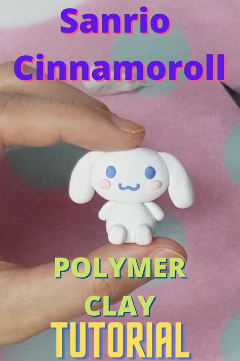 How To Make Cinnamoroll, Cinnamon Roll Clay Sanrio, Fluffy Clay Ideas, Clay Charms Sanrio, Polymer Clay Sanrio, Sanrio Clay Ideas, Cinnamoroll Clay, Sanrio Clay, Sanrio Crafts