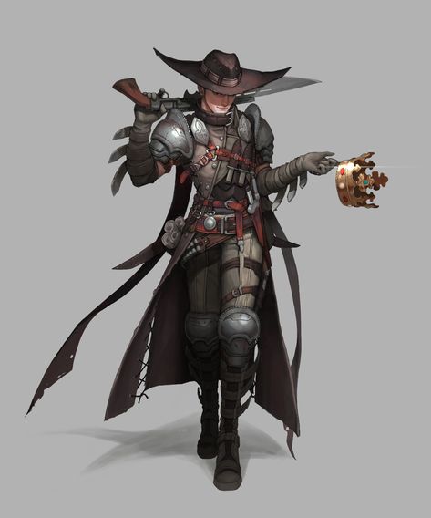 ArtStation - Game Concept Art_ Treasure Hunter, choe yera Gunman Character Design, Gunslinger Dnd Male, Concept Art Male, D D Rogue, Concept Art Landscape, Steampunk Character, Blood Hunter, Disney Character Drawings, Arte Steampunk