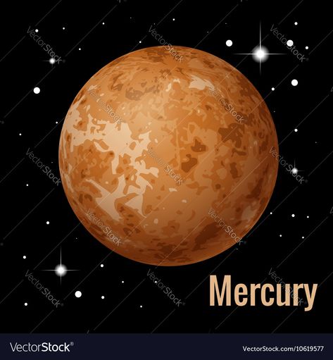 Mercury planet 3d High Royalty Free Vector Image Mercury Planet Art, Planet Merkurius, Mercury Illustration, Mercury Painting, School Stickers Labels, Mercury Planet, Tata Surya, 3d Vector Illustration, Solar System For Kids