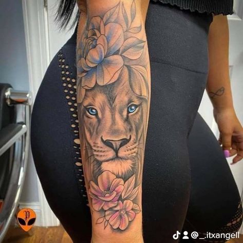 Thigh Piece Tattoos, Cute Foot Tattoos, Word Tattoo Ideas, Arm Sleeve Tattoos For Women, Lioness Tattoo, Feminine Tattoo Sleeves, Word Tattoo, Hand Tattoos For Girls, Palm Tattoos