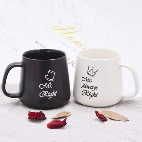 PRICES MAY VARY. COUPLE GIFTS- Perfect Wedding gifts for couples Mugs, with premium ceramic material, you can also brand the unique wedding gifts for bride and groom. MR RIGHT and MRS ALWAYS RIGHT COFFEE MUGS- Is it the best marriage look we want to have? For those newlywed couples future mrs or bride to be,they all love marriage gifts bridal shower gifts for sure,happy wife equals happy life sometimes. WEDDING ANNIVERSARY GIFTS for COUPLES- For the big day, important occasion, this mr and mrs c Mr Right Mrs Always Right, Gifts For Bride And Groom, Married Couple Gifts, Mrs Always Right, Anniversary Couple, Bridal Shower Gifts For Bride, Gifts For Bride, Wedding Gifts For Bride And Groom, Couples Bridal Shower