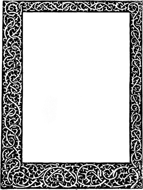 Thorn Stem Border Thorn Border Design, Medieval Frame Border, Baroque Borders Design, Medieval Border Design, Illuminated Manuscript Borders, Medieval Border, Japanese Ornaments, Bookplate Design, Halloween Borders