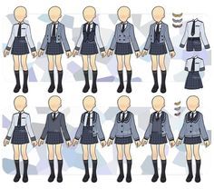 Anime Uniform, School Uniform Outfits, Clothing Sketches, Art Outfits, Fashion Drawings, Drawing Anime Clothes, Dress Drawing, School Uniforms, Fashion Design Drawings