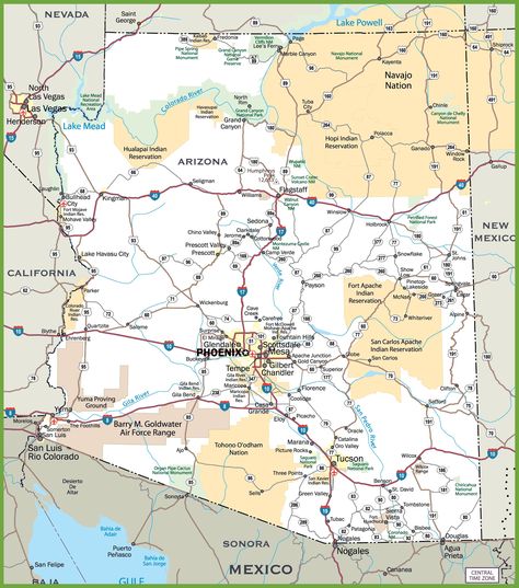 Arizona road map Maps Aesthetic, Arizona State Flag, Highway Map, Arizona Map, Arizona City, Lake Havasu City, County Map, State Of Arizona, Northern Arizona