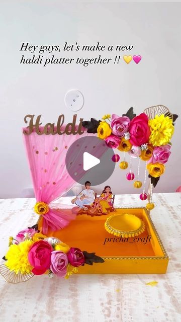 PRICHA on Instagram: "Day 21/30

Transform your haldi ceremony into a picture-perfect affair with our latest, dazzling haldi platter! 

Don’t miss out—order yours today and make your bridal function unforgettable. ✨ 
.
.
.
#BridalGlow #HaldiMagic #haldiplatter #HaldiCelebration #CustomCreation #haldiplatter #halditray #halditrays #haldiceremony #haldi #haldidecor #haldifunction #weddingplatters #weddingcelebration #indianwedding #shaadi #indianshaadi #pricha #30daysreelschallenge" Haldi Platter Decoration Ideas At Home, Haldi Platter, Wedding Platters, Haldi Function, Haldi Ceremony, Celebrity Weddings, Custom Creations, Picture Perfect, Indian Wedding