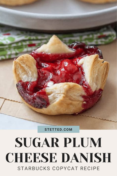 Love the sugar plum cheese danish? Only a few ingredients are needed to whip up these breakfast treats at home. Sugar Plum Cheese Danish, Sugar Plum Recipes, Easy Cheese Danish, Cheese Danish Recipe, Season Recipes, Pepperidge Farm Puff Pastry, Plum Recipes, Cream Cheese Danish, Copycat Starbucks