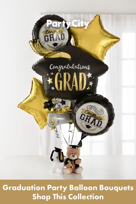 Shop this collection for graduation themed number, letter, and balloon bouquets to elevate your graduation pictures. Find more grad party decorations at Party City. Graduation Balloon Bouquets, Unique Graduation Invitations, Balloons Graduation, Diy Graduation Gifts, Senior Graduation Party, Graduation Crafts, Graduation Party Centerpieces, Luau Theme Party, Grad Party Decorations