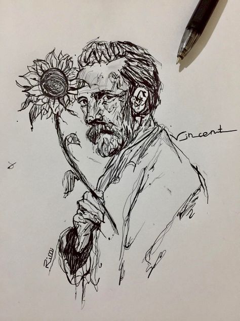 Liner Art Drawing, Dark Academia Sketches, Academia Sketches, فنسنت فان جوخ, Pen Art Drawings, Arte Van Gogh, Van Gogh Art, Dark Art Drawings, Art Diary