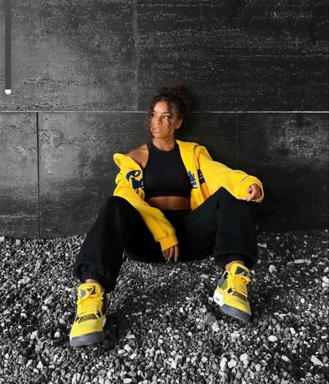 Trinity Cross is the younger sister of Zeke Cross. Unlike her brother… #fanfiction #Fanfiction #amreading #books #wattpad Tariq St Patrick, 4s Outfit, Power Book, Yellow Streetwear, The Younger Sister, Aesthetic Streetwear, Jordan Outfits, Yellow Outfit, Swag Outfits For Girls