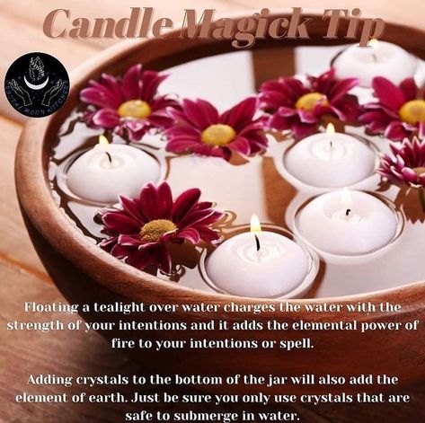 🌛Crystal🌕Moon🌜 on Instagram: “Another great tip on how to incorporate all the elements in your spells and rituals. ✨Happy Friday Witches✨ #Friday #fridayvibes…” Floating Candles Wedding, Pool Diy, Candles White, Tree Branch Decor, Floating Candle Centerpieces, Colored Water, Water Candle, Candle Wedding Centerpieces, Candle Magick