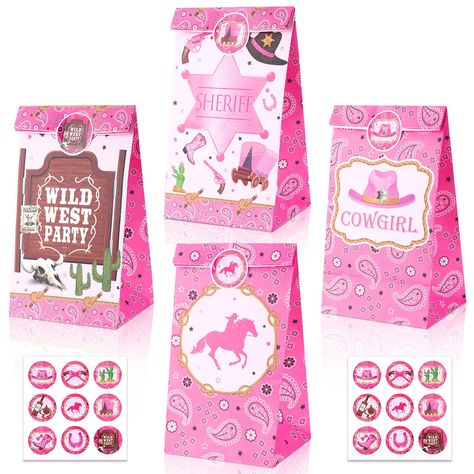 PRICES MAY VARY. Satisfy Your Party Use: you will receive 12 pieces of cowgirl party bags in 2 styles, 6 pieces for each style, and 18 pieces of round stickers, sufficient quantity and nice combination to meet your party decoration needs and sharing demands Multi Purpose Bags: these cowgirl favor bags can be applied as gift bags, candy bags, treat bags, goody bags for holding chocolate, candy, gifts, cupcakes, cookies, snacks and so on Proper Size to Use: each cowgirl gift bag measures approx. 1 Western Cowgirl Party, Cowgirl Party Favors, Cowgirl Decorations, Cowgirl Party Decorations, Wild West Birthday, Cowgirl Bachelorette Parties, Wild West Party, Perfect Birthday Party, Cowgirl Birthday