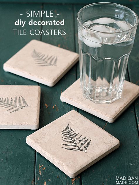 Homemade Presents, Diy Coasters Tile, Homemade Coasters, Coaster Projects, Christmas Homemade, Coaster Crafts, Crafts For Teens To Make, Tie Crafts, Tile Crafts