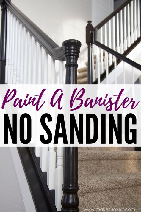 Painted Banister, Painted Stair Railings, Oak Banister, Wood Railings For Stairs, Stair Railing Makeover, Redo Stairs, Diy Staircase Makeover, Diy Stair Railing, Stairs Renovation