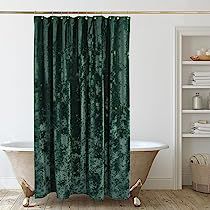 Velvet Shower Curtain, Gold Bathroom Fixtures, Cortinas Boho, Luxury Shower Curtain, Gothic Bathroom, Green Bathroom Decor, Gold Bathroom Decor, Extra Long Shower Curtain, Black Bathroom Decor