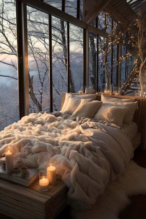 Winter Bedroom Decor, Winter Bedroom, Minimalist Bedroom Decor, Bedroom Decor Cozy, Statement Lighting, Cozy Room Decor, Dream House Rooms, Dream Room Inspiration, Dream House Interior