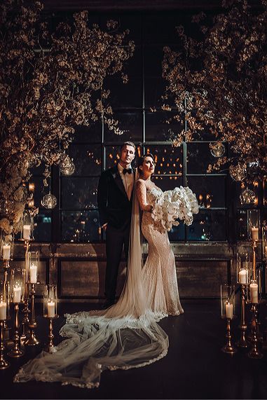 Dark Academia Wedding, Hollywood Glam Wedding, Galia Lahav Wedding Dress, Vintage Glam Wedding, Industrial Chic Wedding, Old Hollywood Wedding, Edwardian Wedding, Hollywood Wedding, Warehouse Wedding