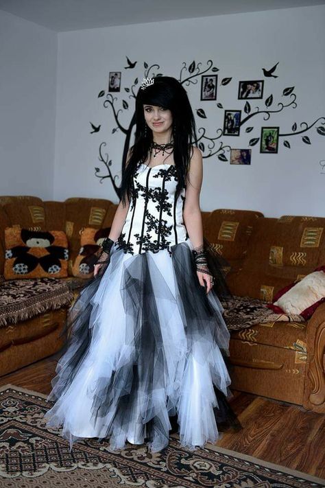 Emo, emo bride, Evelyn Core, emo wedding dress Emo Formal Dress, Scene Prom Dress, Emo Bride, Emo Prom Dresses, Evelyn Core, Emo Prom, Scene Dress, Scene Goth, Spring Formal