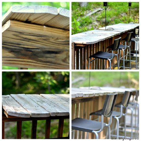 Day 13: Use leftover #decking to create a #bar top that’s perfect for a #BBQ on a summer night! Diy Wine Bar, How To Make A Bar, Rustic Outdoor Bar, Outdoor Bar Area, Outdoor Bars, Diy Outdoor Bar, Outside Bars, Bar Exterior, Outdoor Kitchen Bars