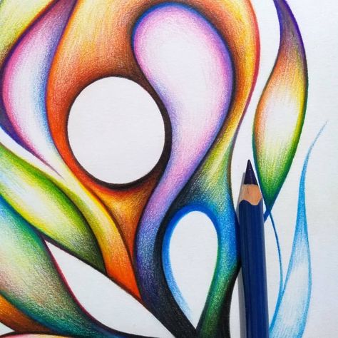 Colored Pencil Abstract Art, Inktense Pencils Art, Color Pencil Drawing Ideas Creative, Abstract Colored Pencil Art, Abstract Colored Pencil, Circle Artwork, Colored Pencil Art Projects, Inktense Pencils, Ballpoint Pen Art