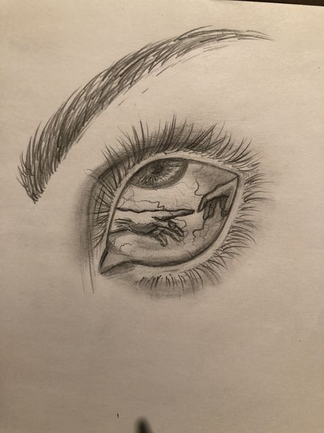 Eye Of Creation, Eye Drawings Aesthetic, Eye Sketches Aesthetic, Eye Looking Up Drawing, Aesthetic Eye Sketch, Creation Of Adam Drawing, Eyeball Drawings, Aesthetic Eyes Drawing, Eye Drawing Aesthetic