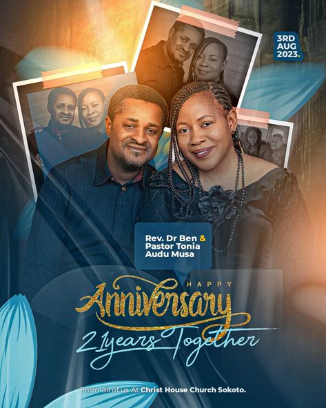 Pastor Ben Musa Marriage Anniversary Flyer Design, Anniversary Creative Ads, Marriage Banner Design, Wedding Anniversary Flyer Design, Anniversary Design Ideas, Wedding Anniversary Templates, Wedding Banner Design Background, Wedding Flyer Design, Anniversary Flyer Design