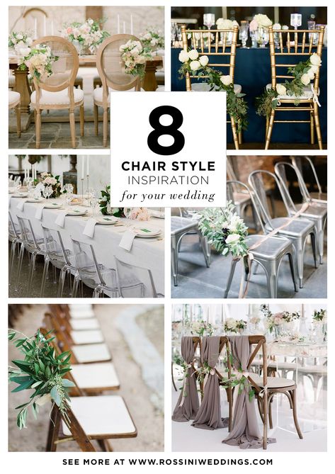 Choose your perfect chair to best compliment your wedding location and overall aesthetic - these are our eight favourite styles this season. Types Of Wedding Chairs, Wedding Venue Chairs, Small Simple Wedding, Wedding Reception Chairs, Metal Patio Chairs, Wedding Farm, Weddings In Italy, River Retreat, Wrought Iron Chairs